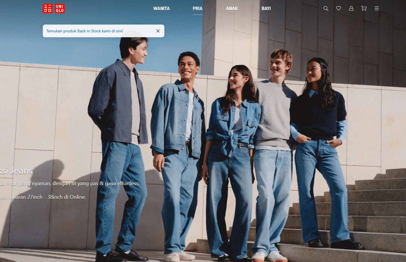 Laman web rasmi Uniqlo Indonesia — koleksi pakaian LifeWear terkini